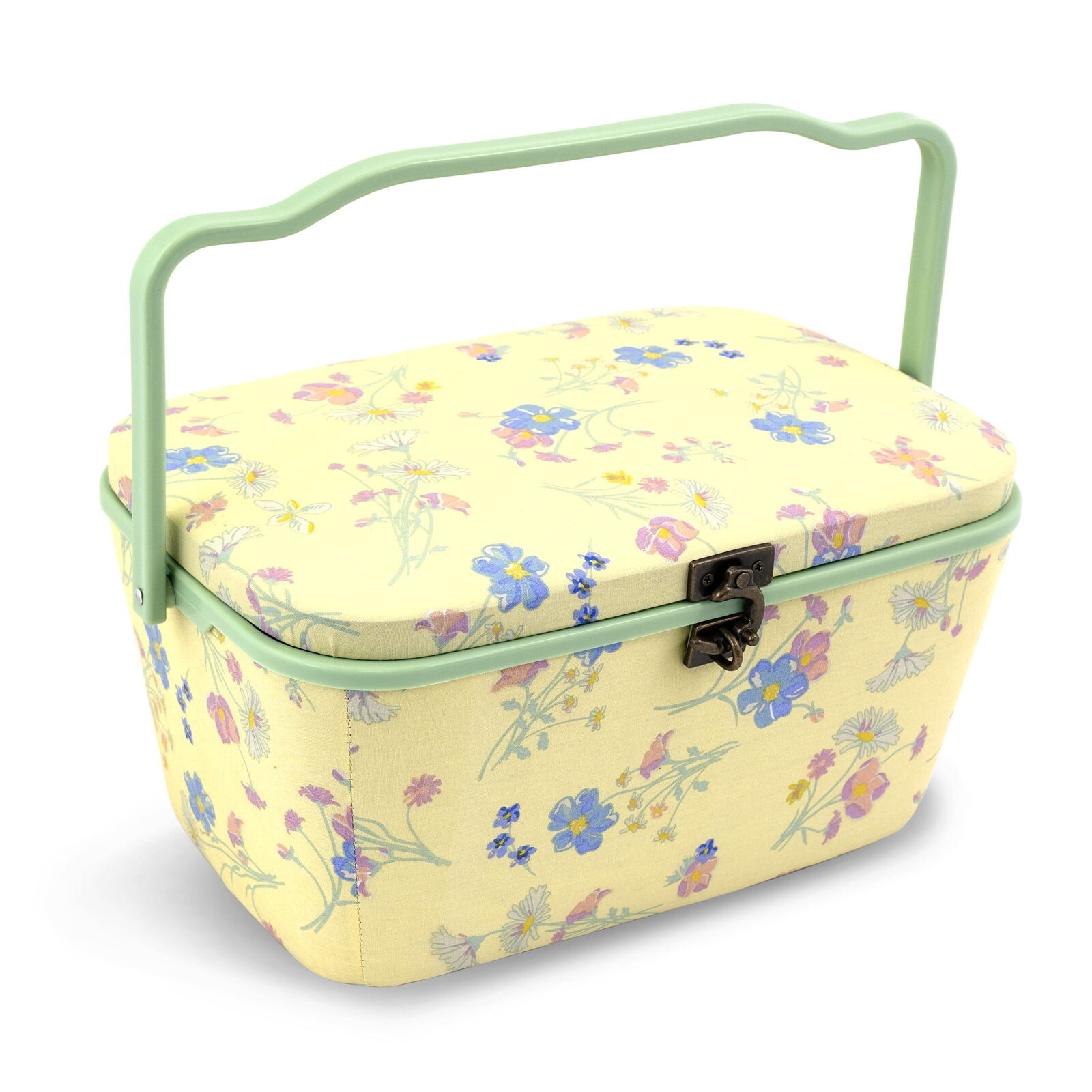 Large Oval Sewing Basket, Yellow Floral