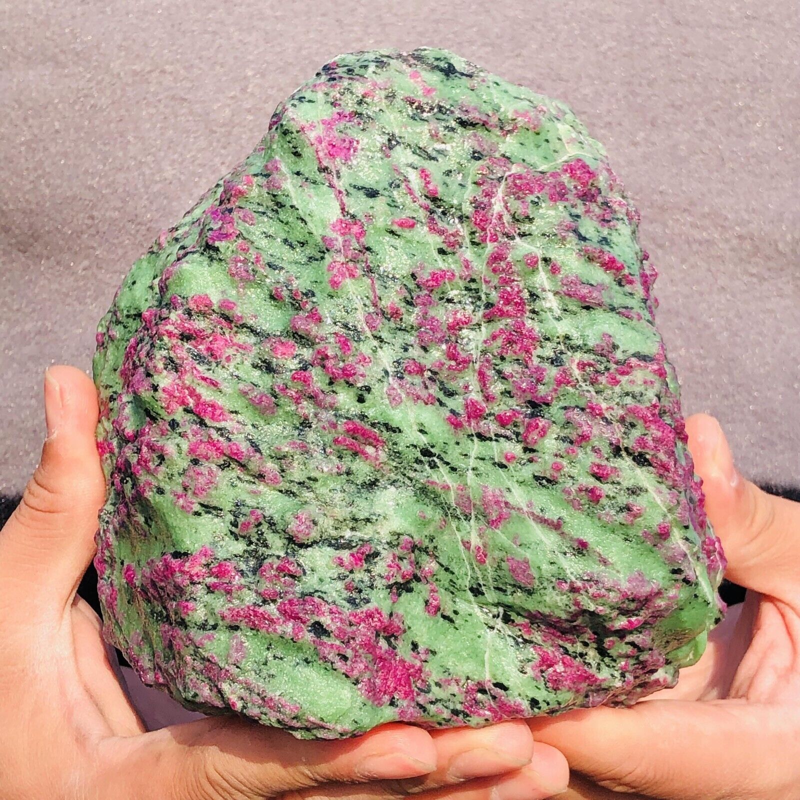 9.98lb Large Rare Natural Red Green Gemstone Ruby Zoisite Crystal Rough Mineral