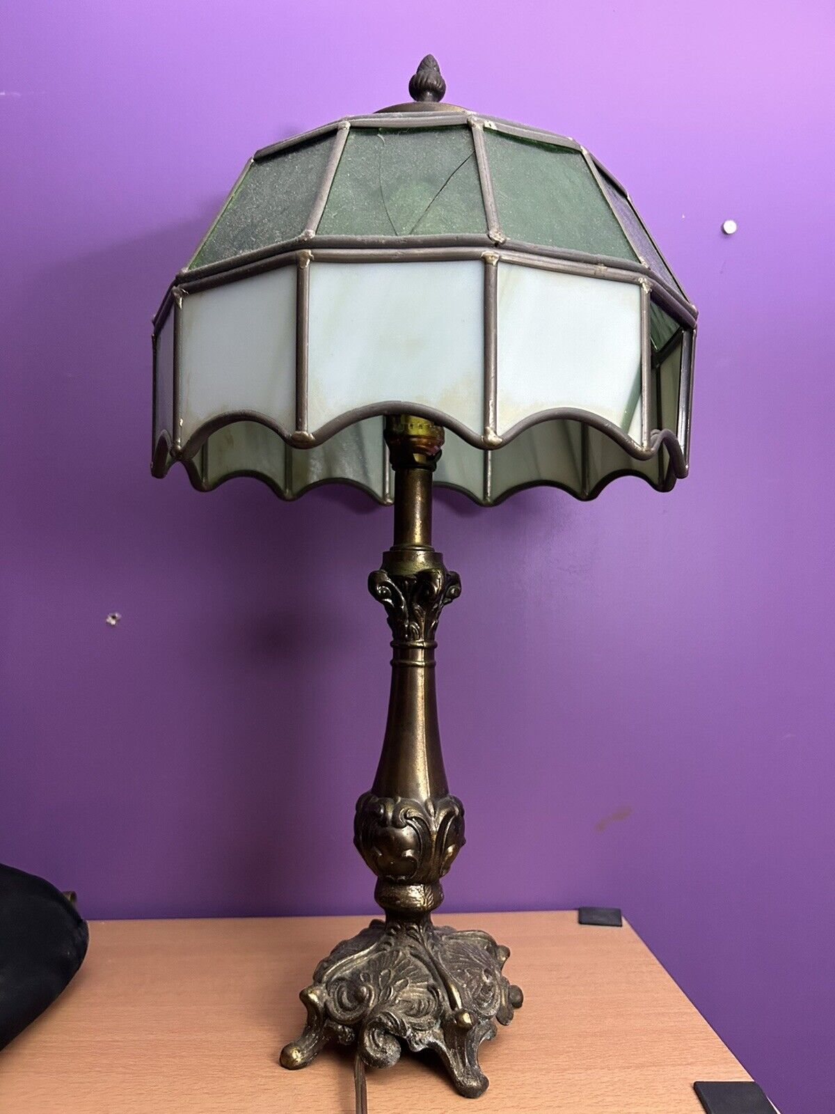 Copper Bronze Antique Glass Lamp