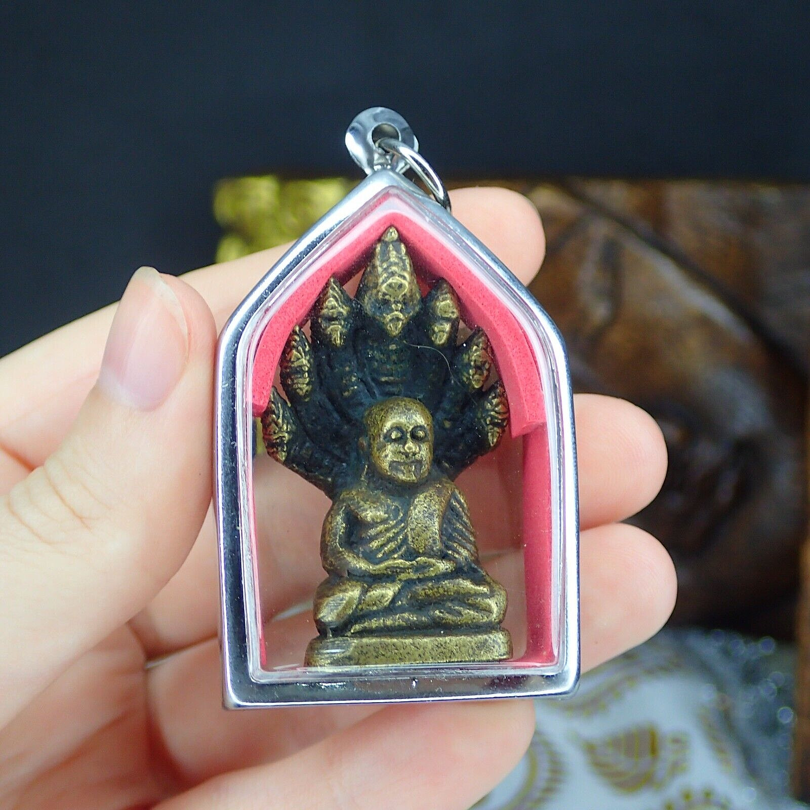 LP Ngern Monk Thai amulet Buddhism Talisman Collectible Rare Nak Prok Statue