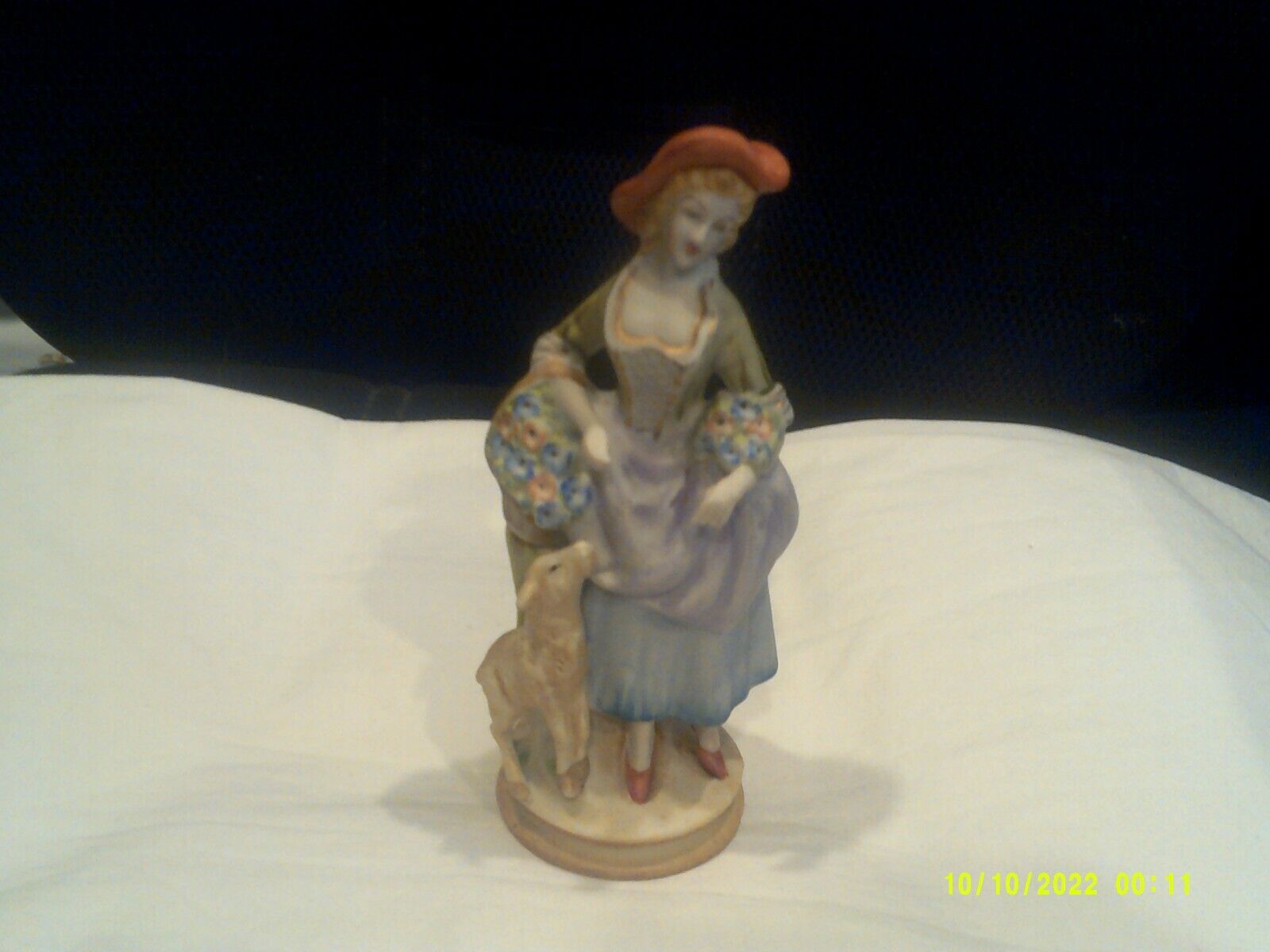 Vtg. Bisque Occupied Japan Figurine-Lady with Sheep-7-1/4\