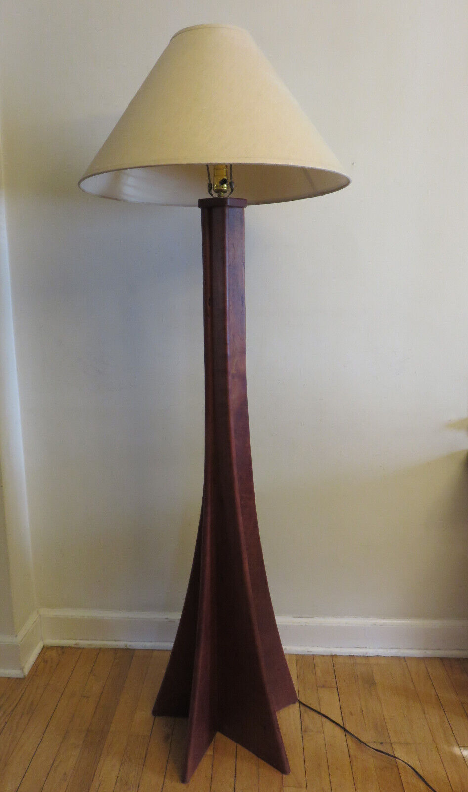 Artisan Signed Post Modern Stylized Tree Trunk Wooden Floor Lamp Nice Piece