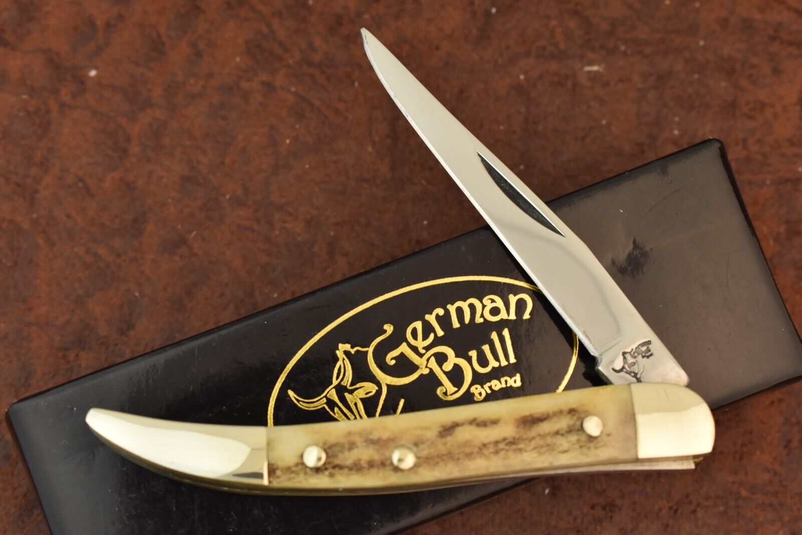 GERMAN BULL GERMAN STAINLESS HAND MADE STAG MINI TEXAS TOOTHPICK KNIFE (15031)