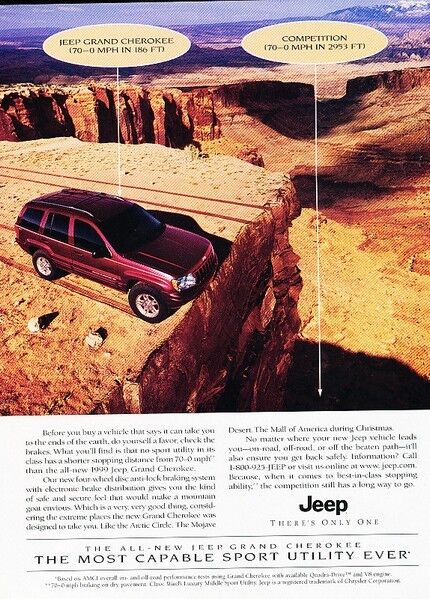 1999 Jeep Grand Cherokee Original Advertisement Print Art Car Ad J918