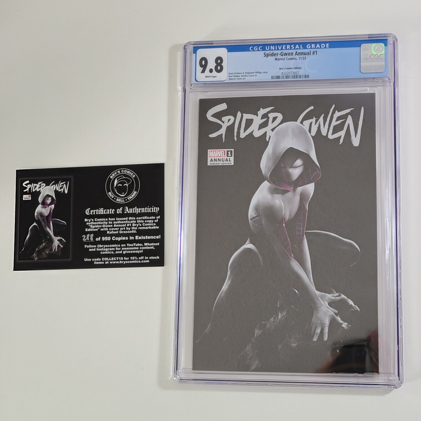 Spider-Gwen Annual 1, CGC 9.8 NM/MT, WP (Marvel, 2023) Bry\'s Variant, Ltd to 950
