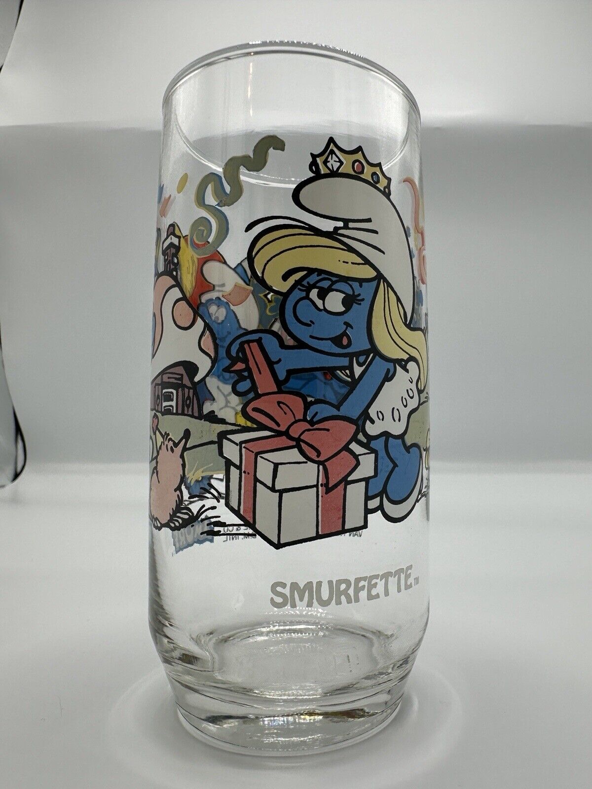 Vintage 1983 Smurfette 6” Drink Glass Peyo Collectible. Wallace Berrie & Co