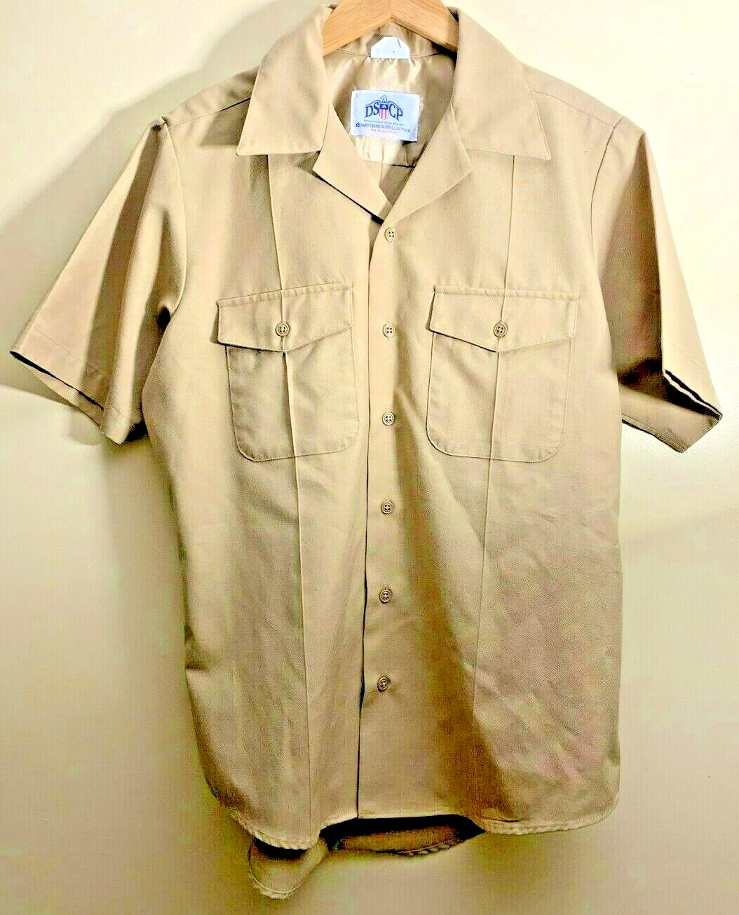 Quarterdeck Collection DSCP Khaki Dress Shirt Mens Medium M Service Type II Wool