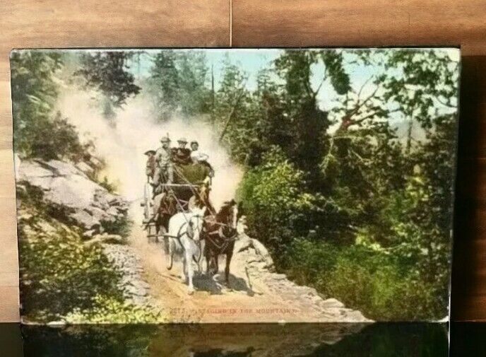1920 Stagecoach & Horses 1916-1922 Franklin Stamp 1c Postcard