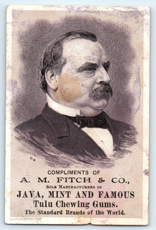 1880\'s Antique FITCH\'S TULA CHEWING GUM Victorian GROVER CLEVELAND Trade Card
