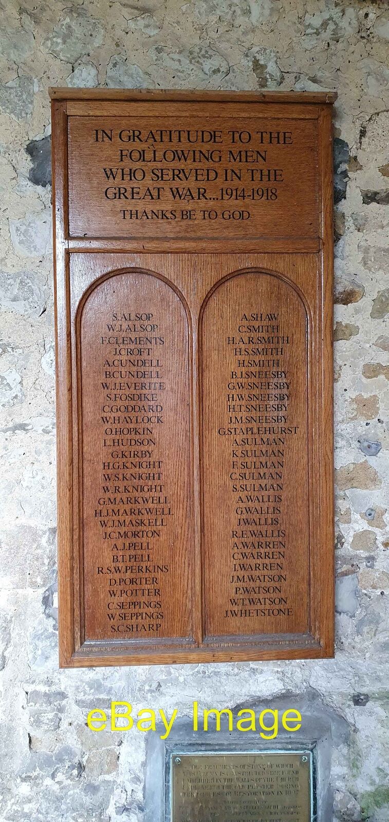 Photo 12x8 WW1 Roll of Honour inside St Peter\'s church, Wilburton  c2021
