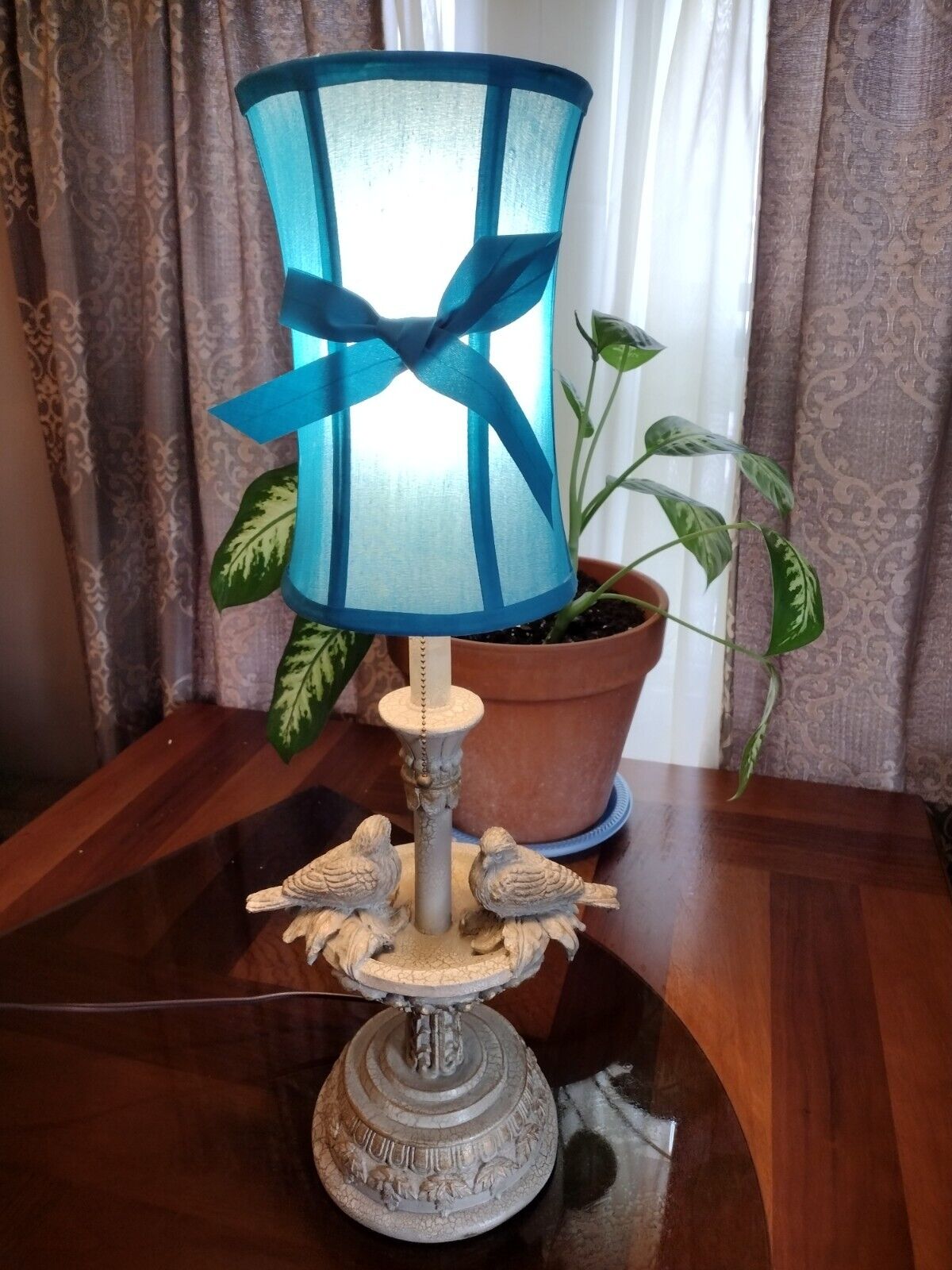 Vintage Resin Bird  Bath Lamp, With Choice Of Shade. Bring The Outside In 