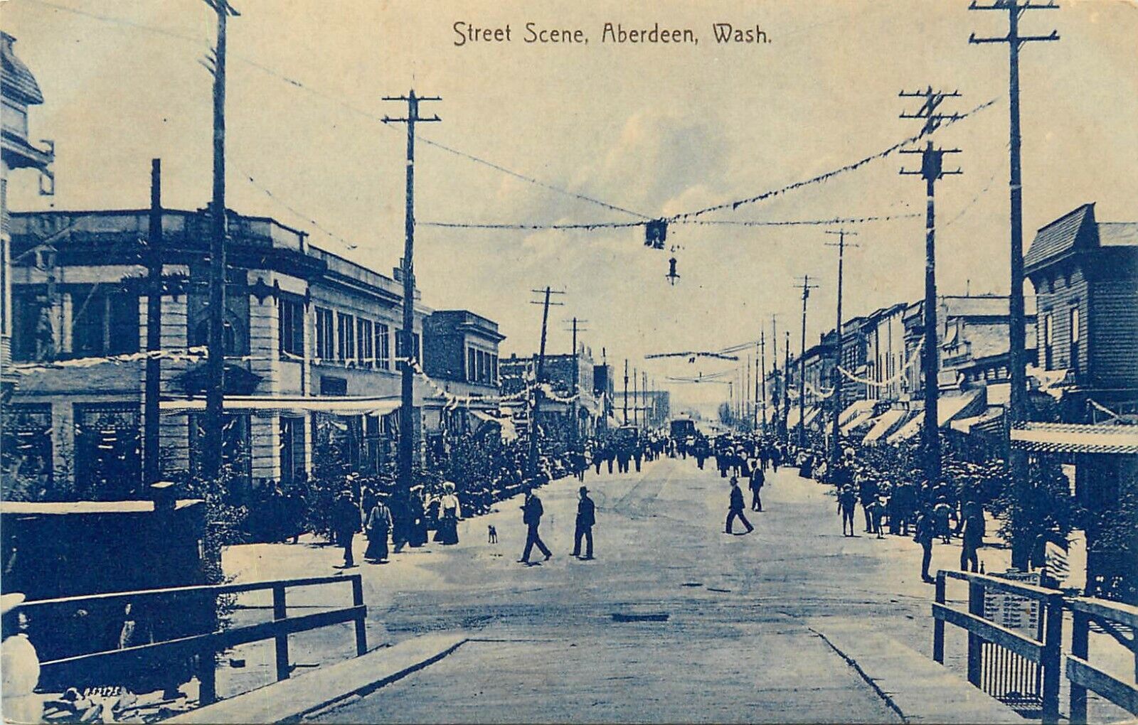 c1907 Postcard; Aberdeen WA Business Street Scene, Grays Harbor County, Unposted