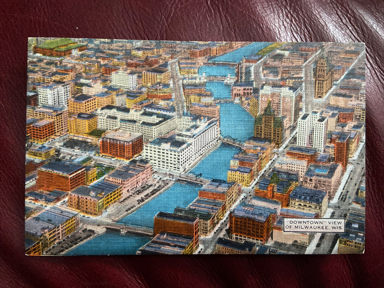 c1940’s Milwaukee River Through Milwaukee, Wisconsin Vintage Postcard
