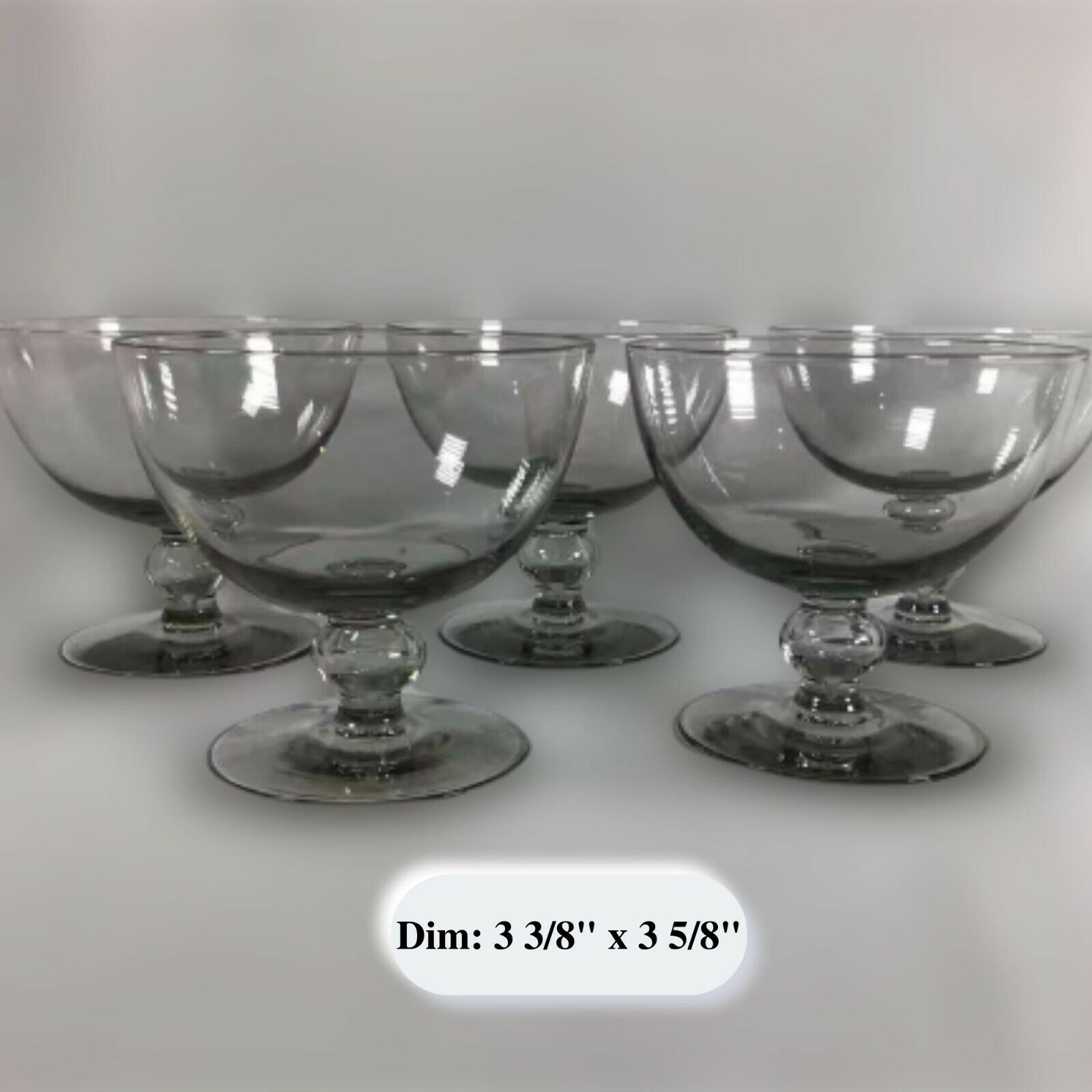 Set of 5 Antique Wine Glass Clear Cognac Cocktail Glasses 3 3/8\