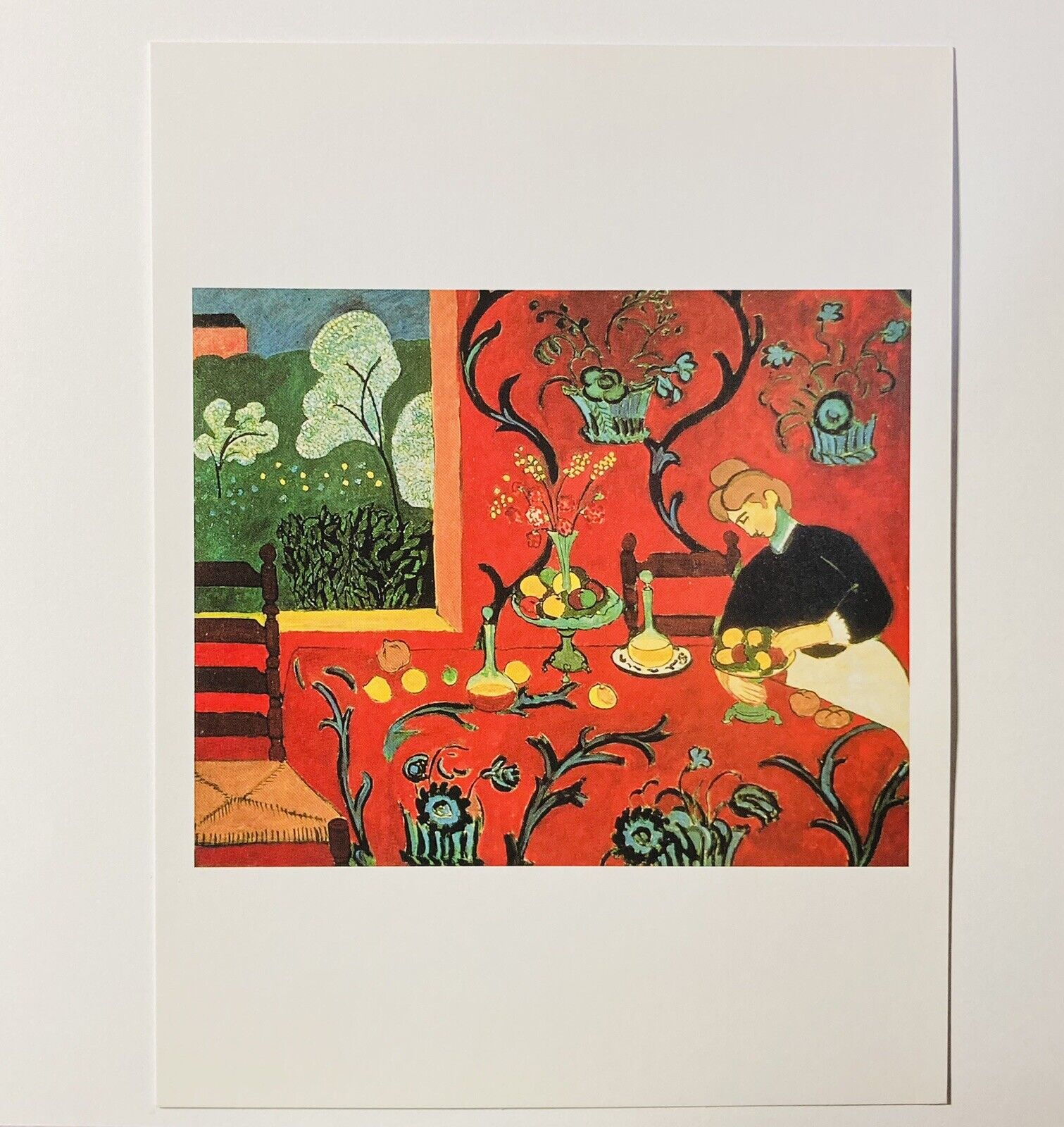 Vintage Phaidon Press Postcard “The Dinner Table” Henri Matisse Vibrant Red P2