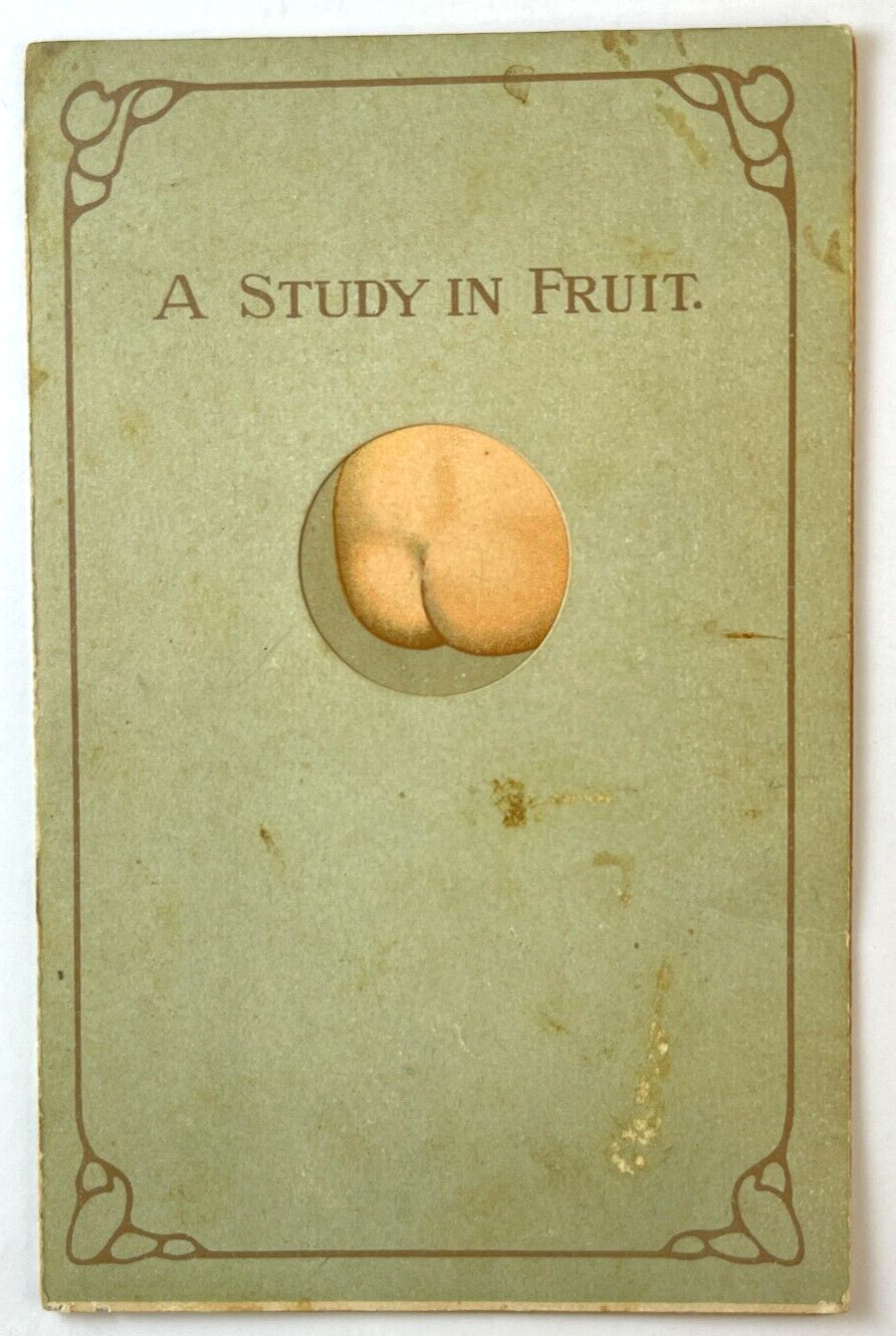 c1910 A Study in Fruit Postcard Peaches Humor Butt Moon Fold Out Rough