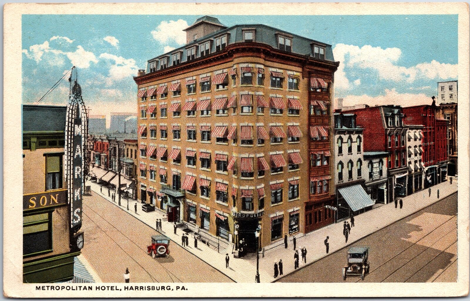 VINTAGE POSTCARD THE METROPOLITAN HOTEL AT HARRISBURG PENNSYLVANIA c. 1920s