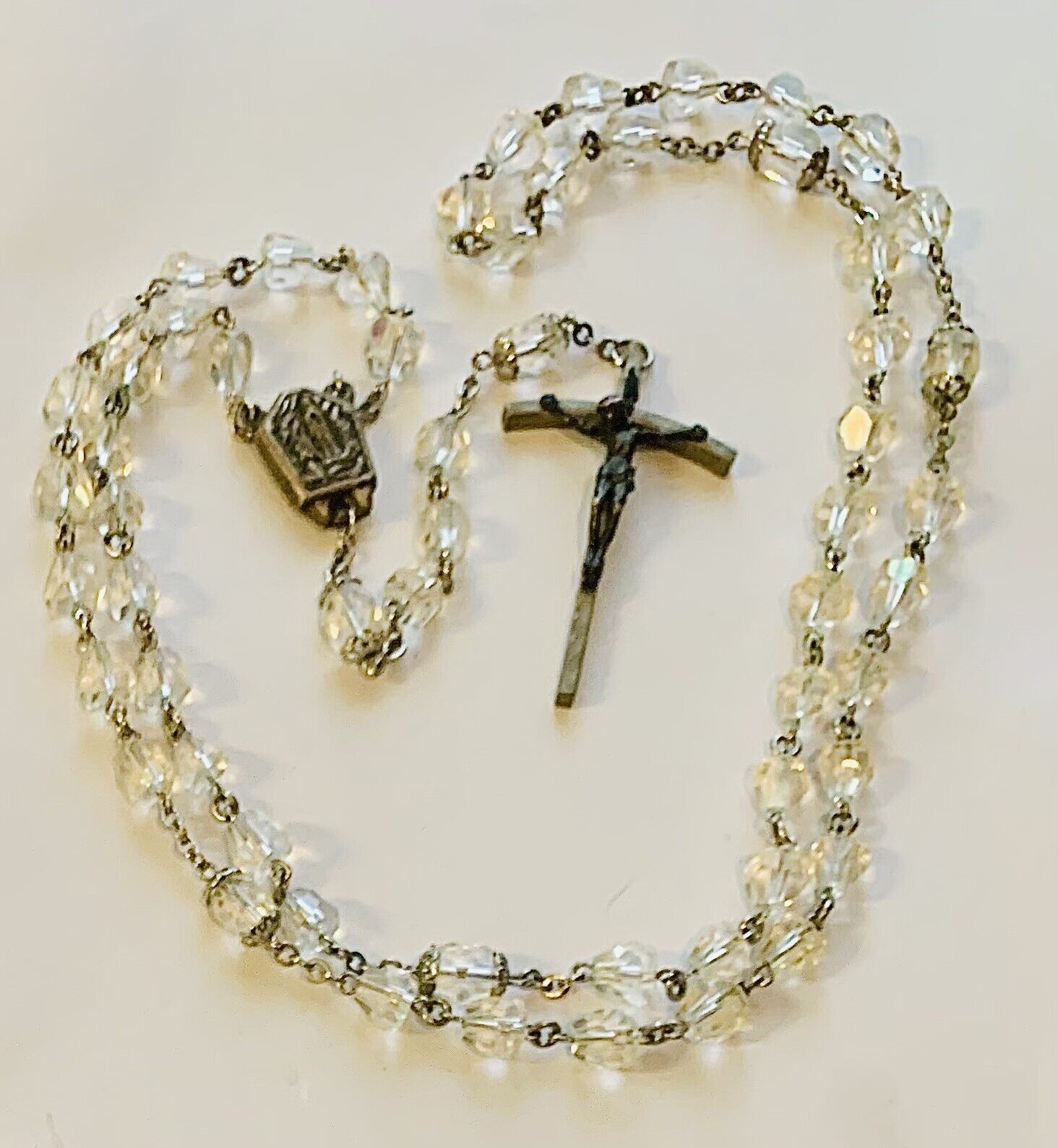 Refurbished Antique/Vintage Catholic Our Lady Of Lourdes Water Reliquary Rosary