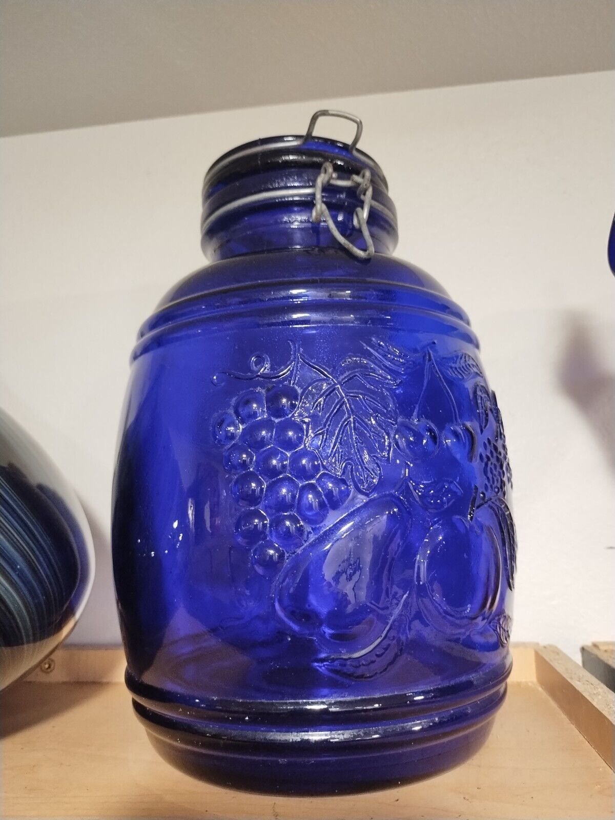 Vintage Royal Gallery  Cobalt Blue Glass Canister 