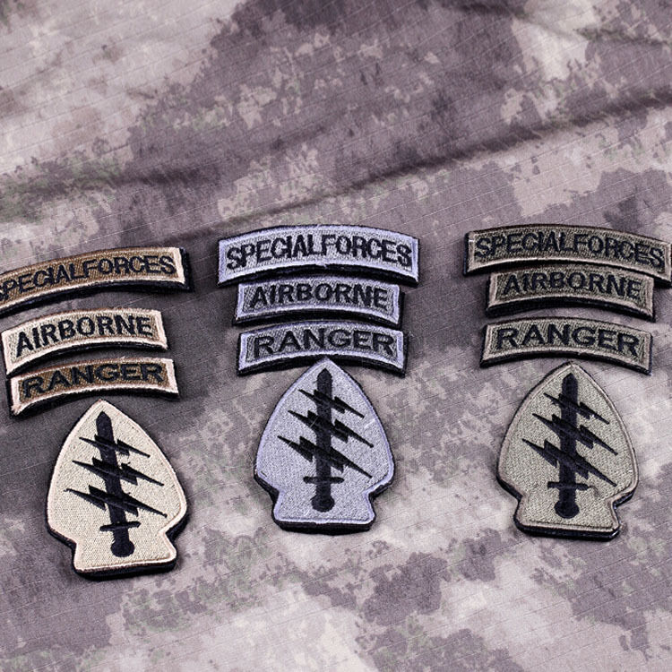 3 Sets Special Forces & Airborne &Ranger Tabs Embroidered Hook Loop PATCH