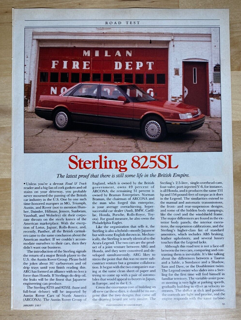 1987 Sterling 825SL Original Magazine Article