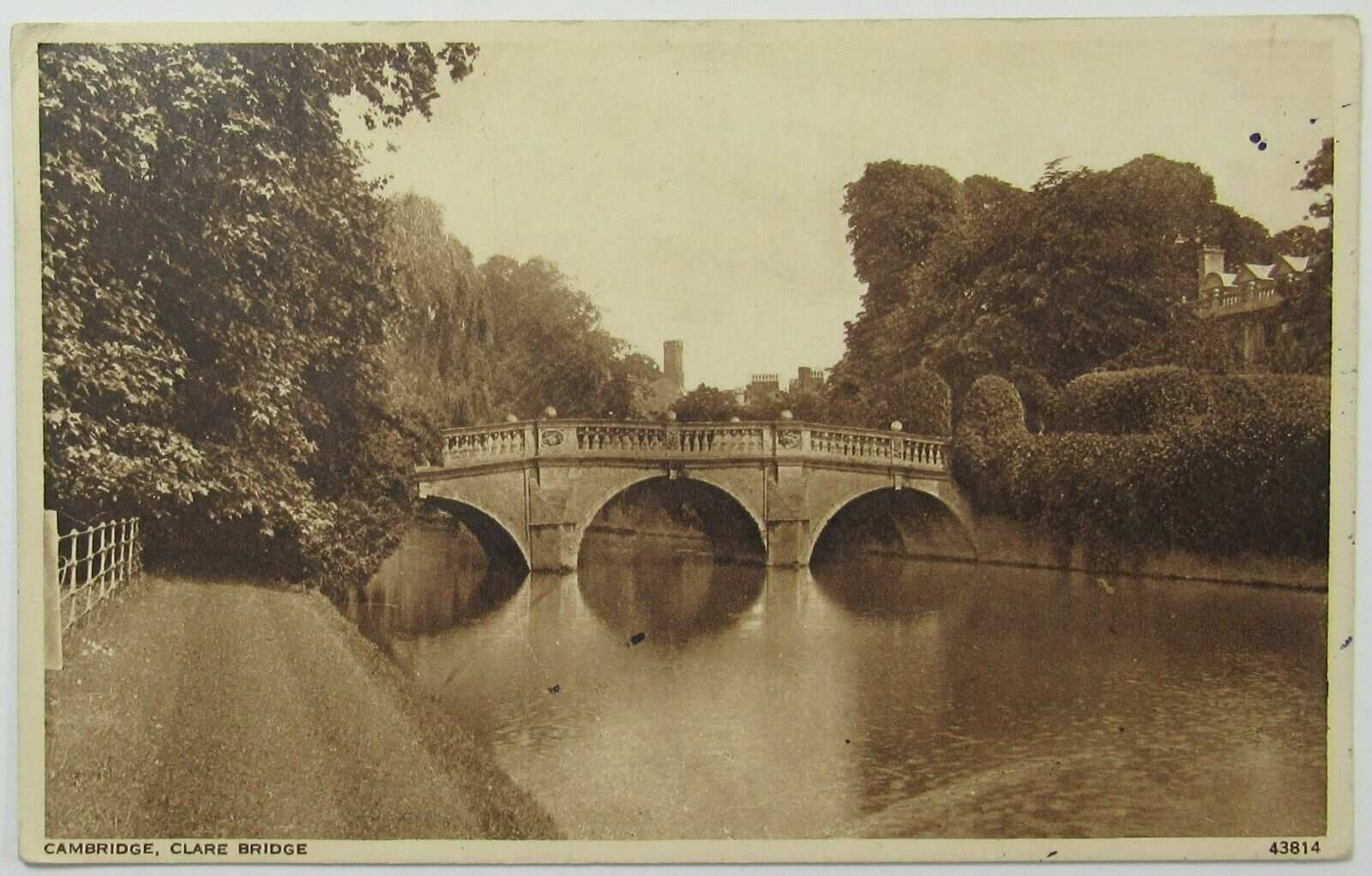 Clare Bridge Cambridge England Vintage View Postcard Old Posted