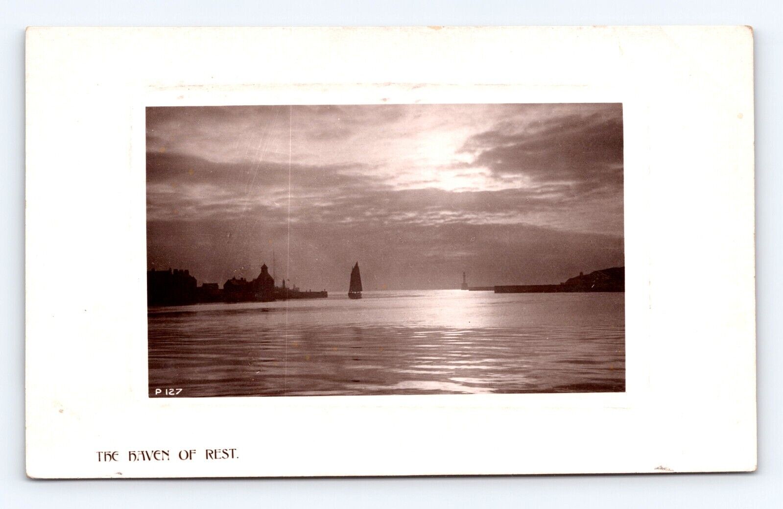Postcard RPPC Photo Sailboat Sunset Buffalo NY 1907 Cancel Bromide Paper