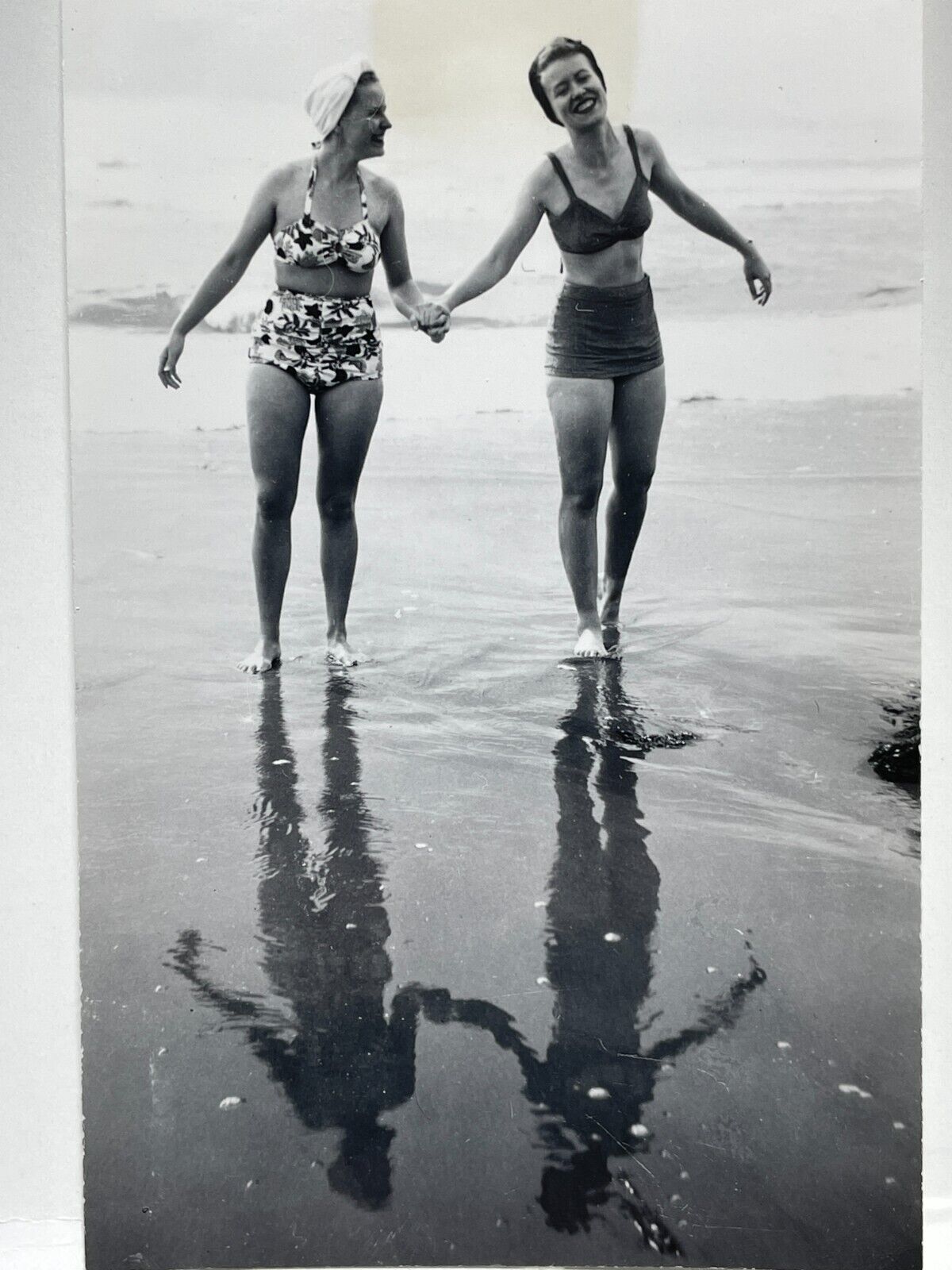 J8 1940's Beautiful Women Holding Hands Artistic Reflection Bikinis Gay Interest