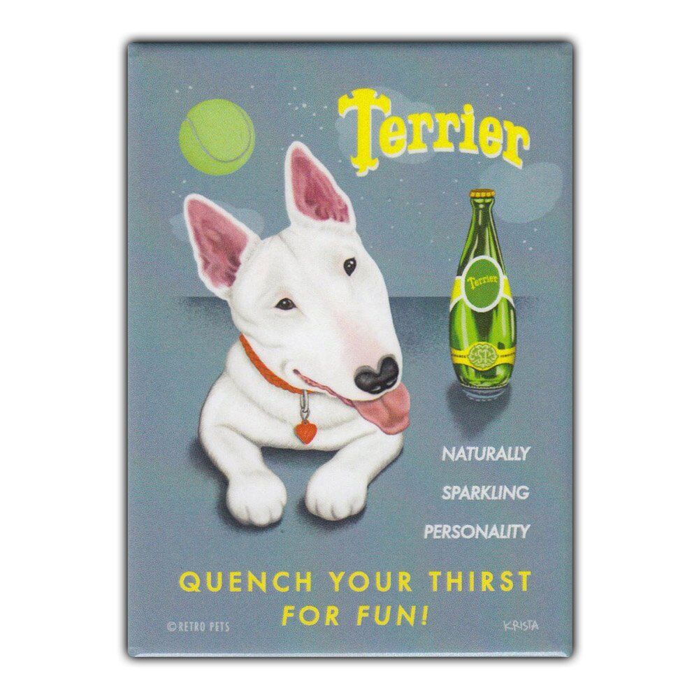 Retro Pets Refrigerator Magnet - Terrier Sparkling Water, Bull Terrier