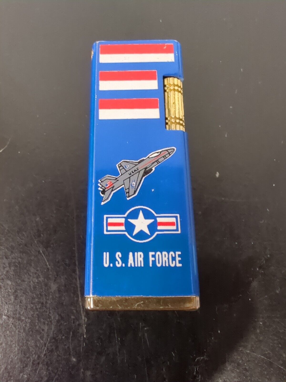 Vintage US AIR FORCE Bar Type Lift Arm Butane Lighter, No Spark