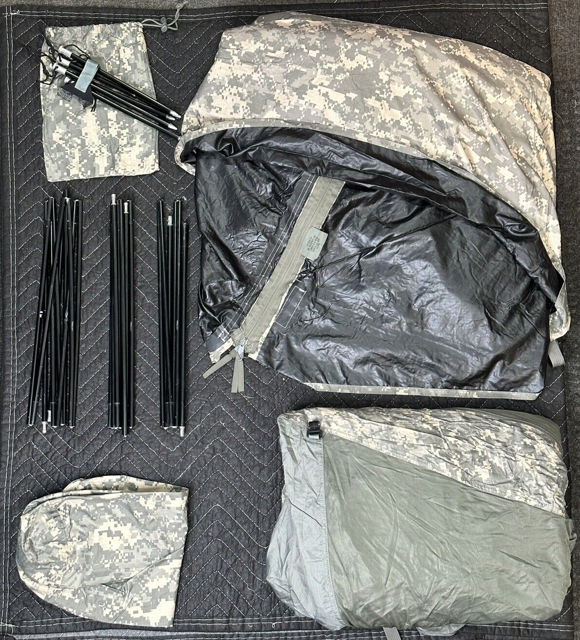Complete Military Issue Universal Improved Combat Shelter Set / ACU Camouflage