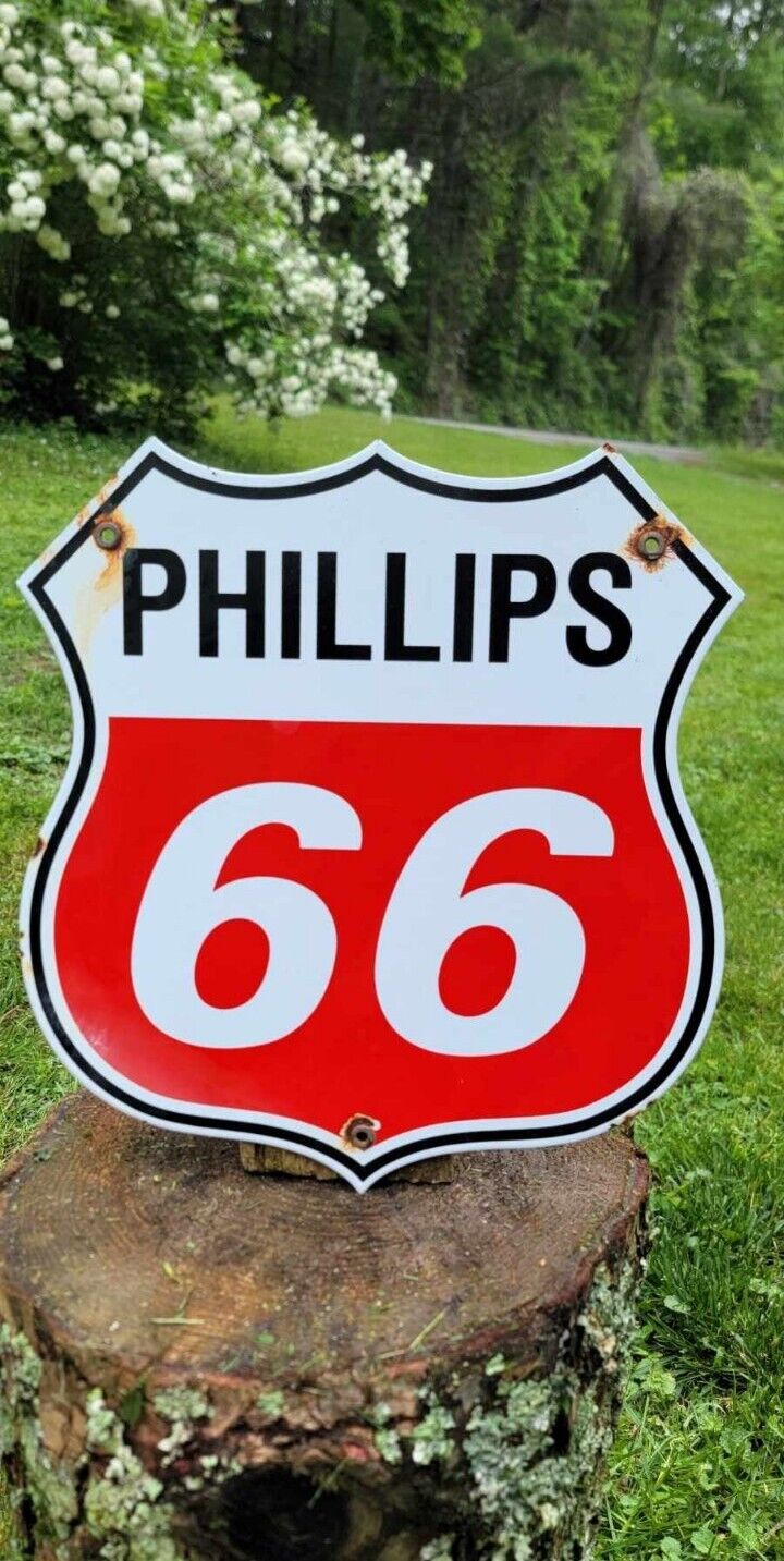 Phillips 66 motor oil vintage gas pump porcelain sign