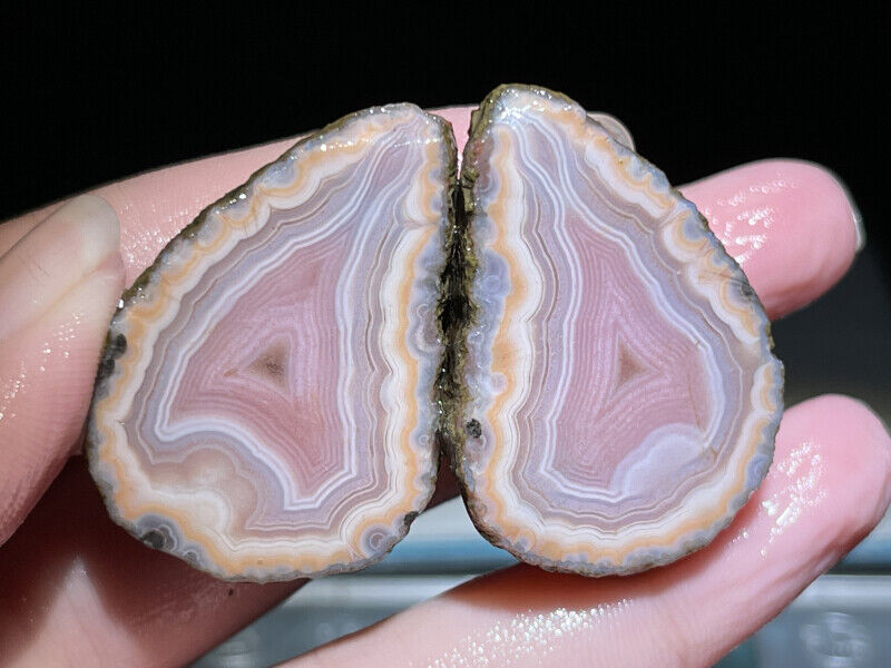 A Pair Rough Agate / Achat Nodule Chinese Fighting Blood Agate Xuanhua 34G Y83