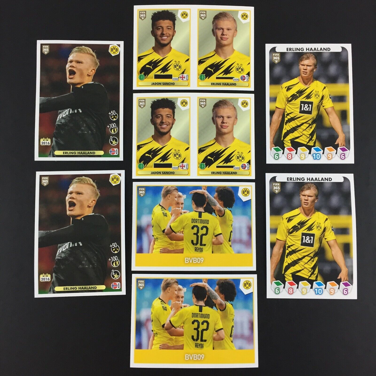 2020 Erling Haaland Rookie RC Lot of 8 Stickers Panini FIFA 365 2021 (20-21) #181.