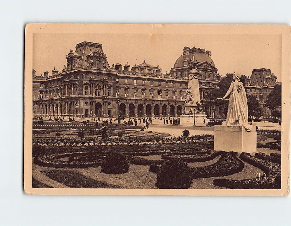 Postcard Tuileries Garden and Louvre Palace, Paris, France