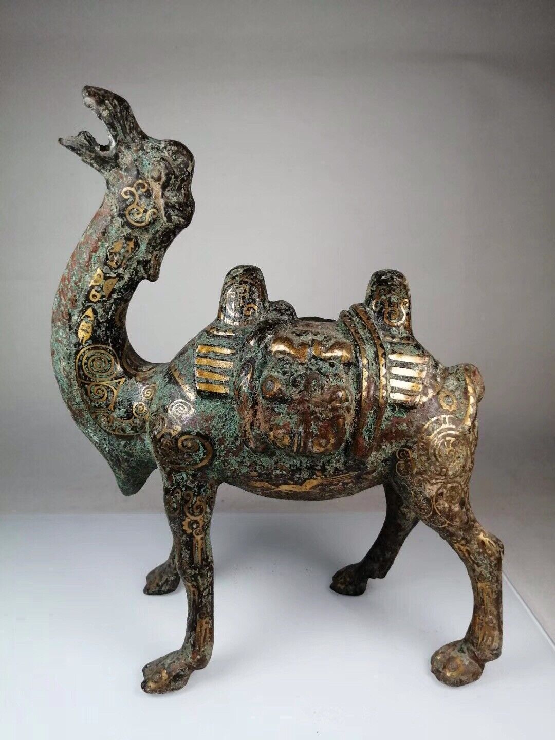 Chinese Old bronze handmade Build Gold-plated camel Home Decoration