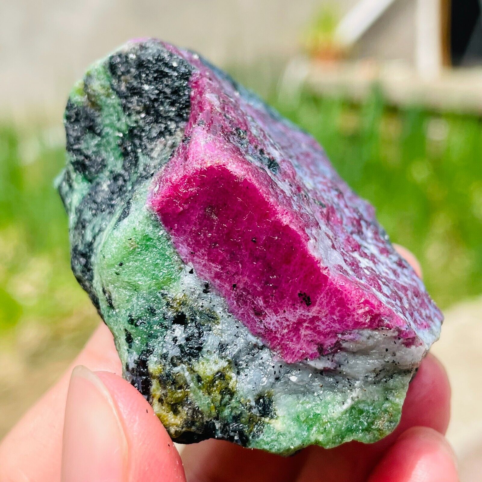 164g Rare Natural Ruby Zoisite Quartz Crystal Gemstone Rough Specimen Healing
