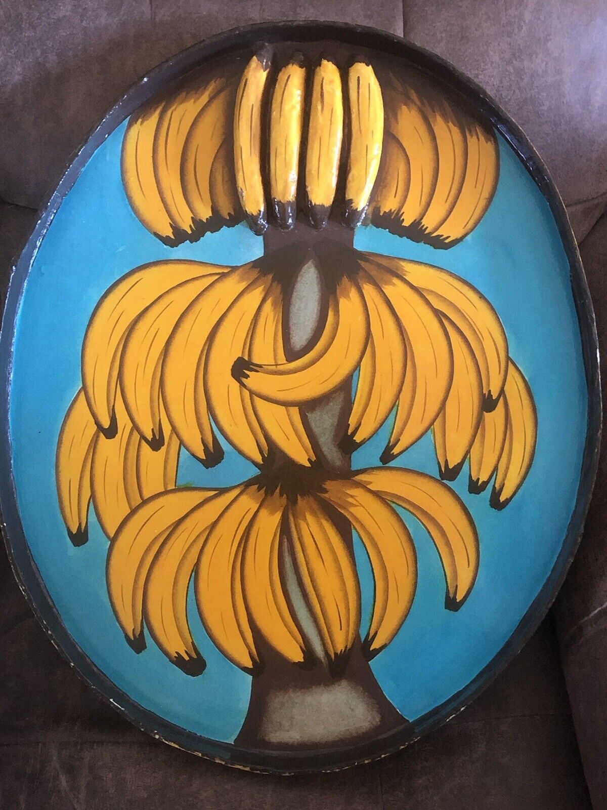 Vintage 3D Tromp L’Oeil Banana Oval Tray. Hand Painted.