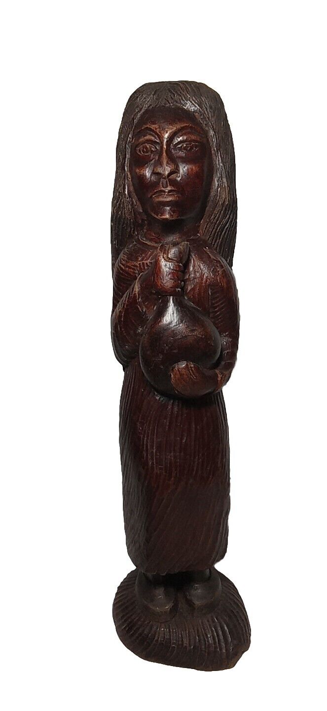 Vintage African Woman Hand Carved Wood Scupture/Figure By Walter 15\