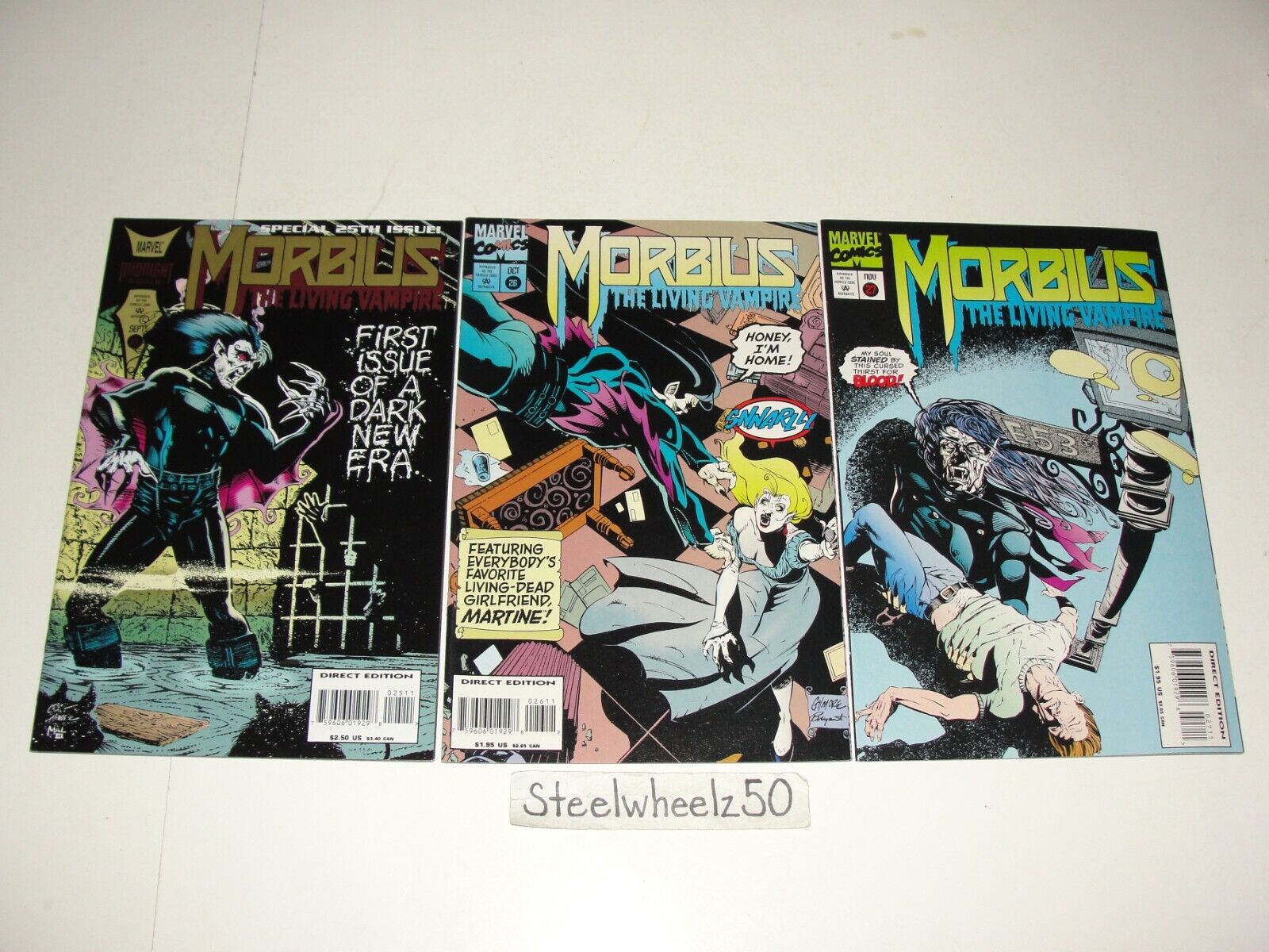Morbius The Living Vampire #25 26 & 27 Comic Lot Marvel 1994 Craig Gilmore RARE