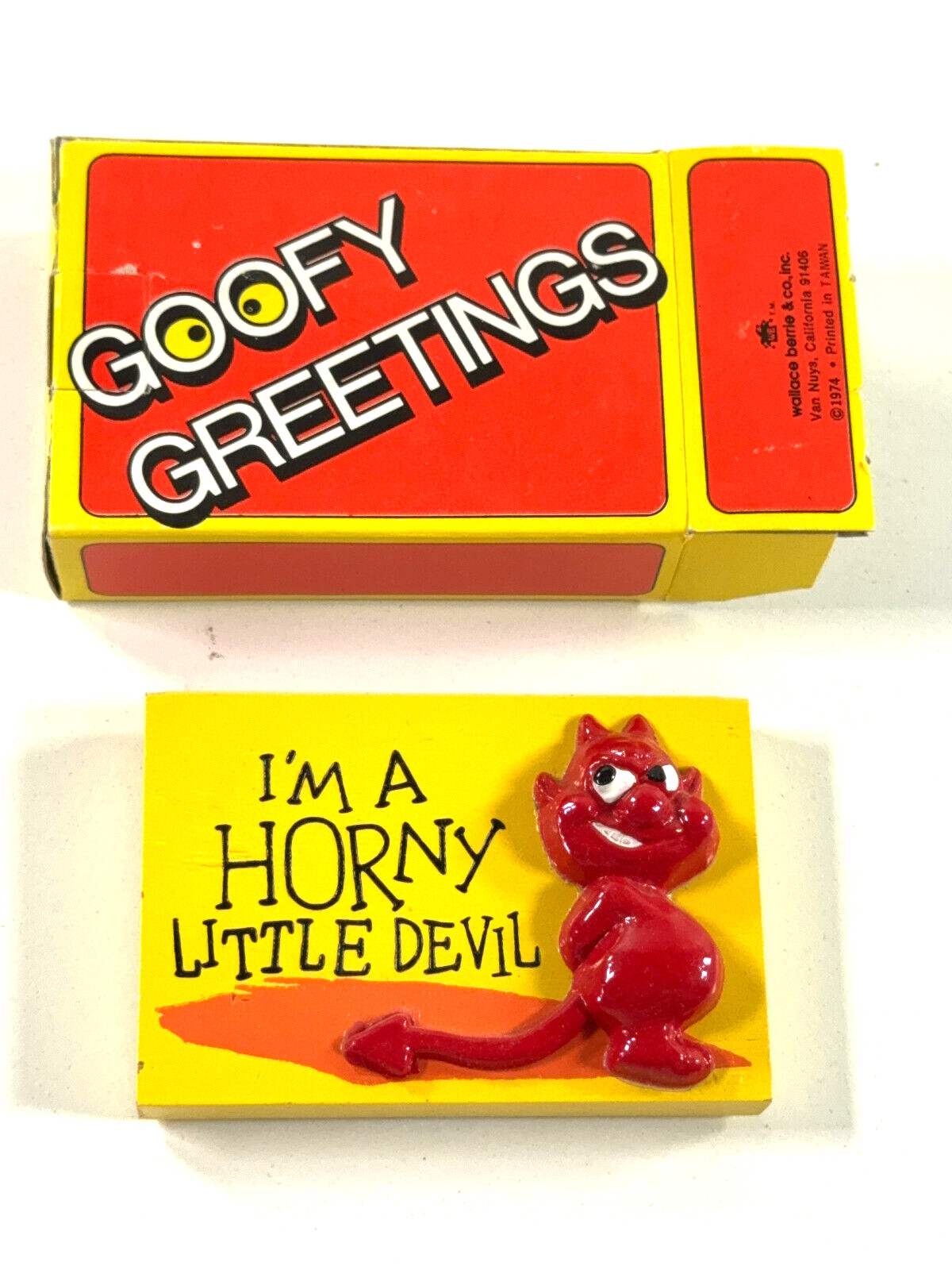 vtg 1974 Goofy Greetings Horny Little Devil gag gift halloween 