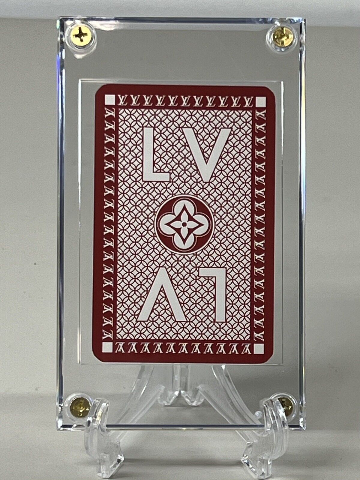 Authentic Louis Vuitton Red Playing Card 9 of Diamonds w/Protector Display Case