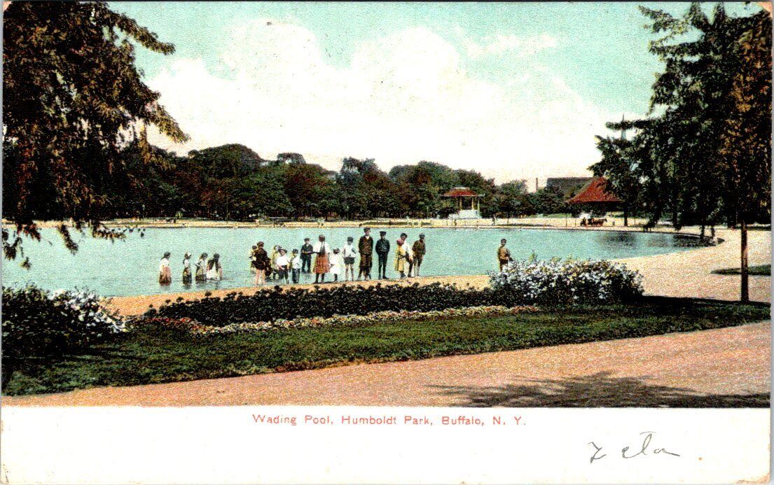 1908, Wading Pool, Humboldt Park, BUFFALO, New York Postcard