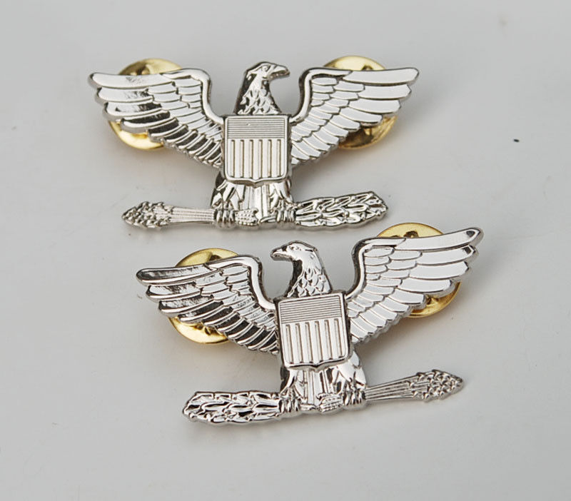Pair WW2 WWII US Army Colonel Eagle War Bird Device Pin Badge Insignia -US215