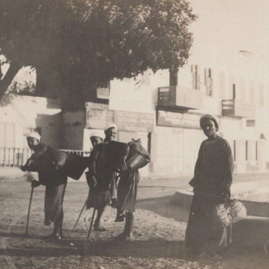 Vintage 1900s RPPC Street Scene People Luxor Egypt Postcard