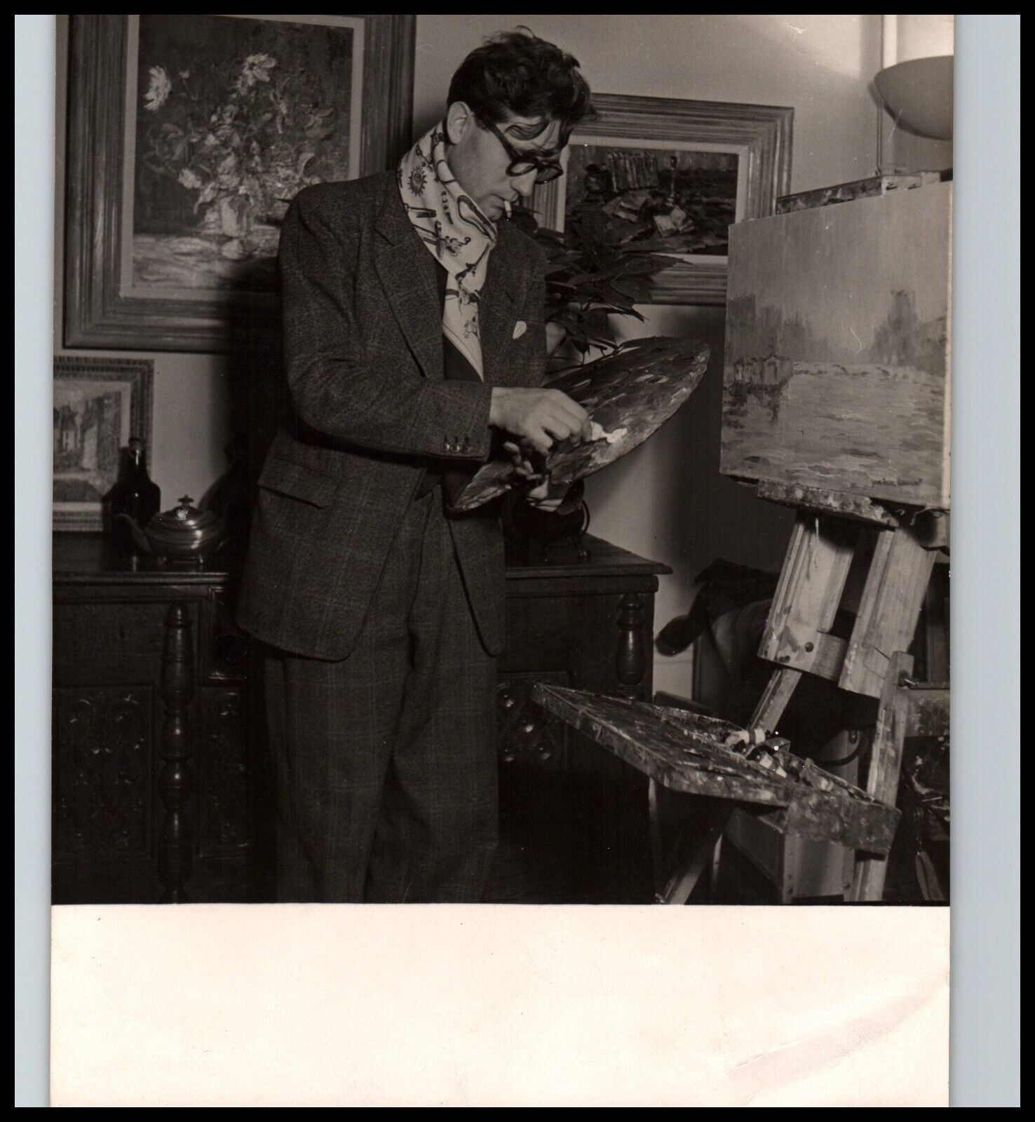 1950s Jean-Pierre Laurent ICONIC FRENCH PAINTER STUDIO ORIG PORTRAIT PHOTO 254