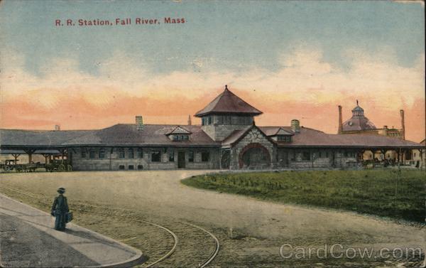 Fall River,MA RR Station Bristol County Massachusetts Antique Postcard Vintage