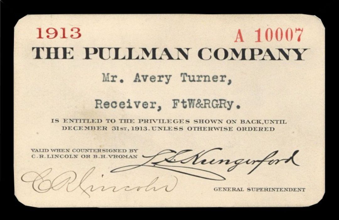 C. R. Lincoln signed Pullman Co. 1913 Railroad Pass - Railway Americana - Autogr