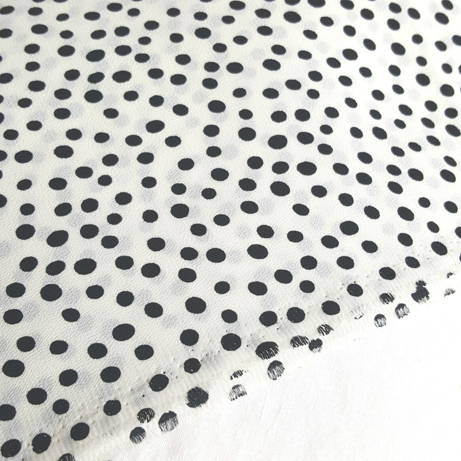 3.33yds Classic White & Black Polka Dot Rayon Polyester fabric - 45