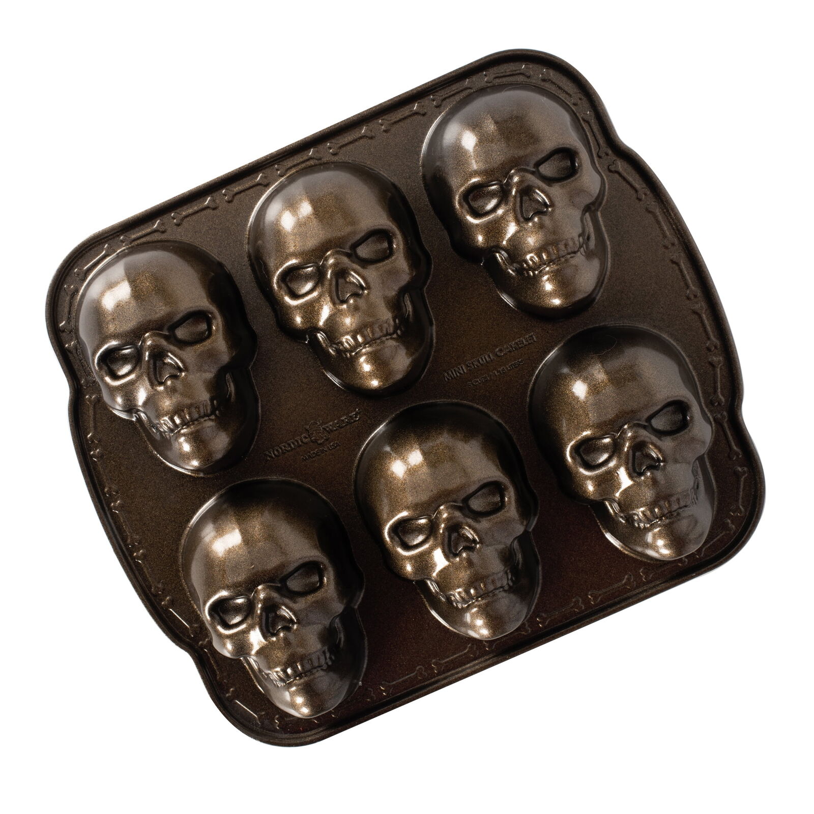 Bronze Cast Aluminum Skull Cakelet Pan 5 Cup 11.8\